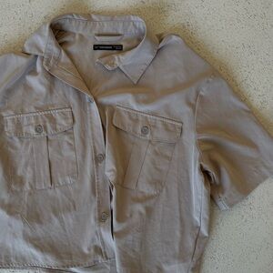 Threadbare cargo short sleeve shirt in stone